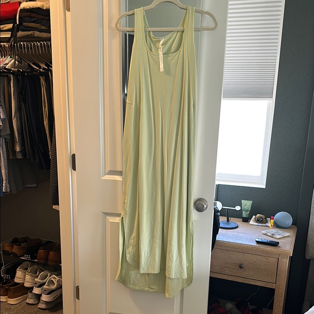 Lululemon Pima Cotton Open-Back Midi Dress, Dewy Green